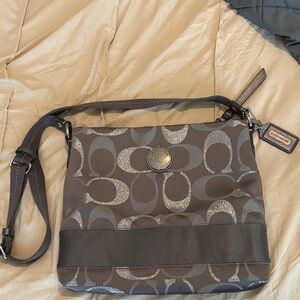 Coach Gray Crossbody Bag with Silver Accents